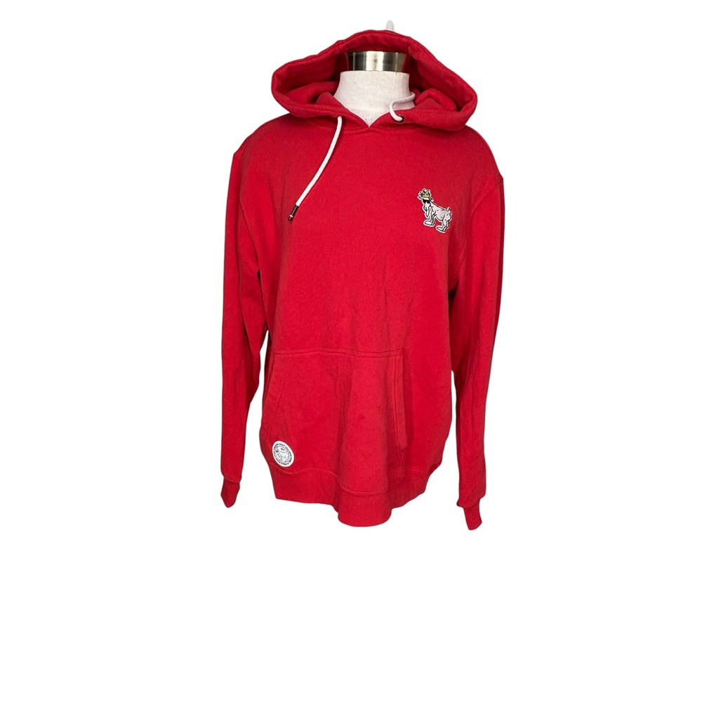 GOAT USA Red Pullover Hoodie Chuck Goat Logo Kangaroo Pocket Casual Streetwear